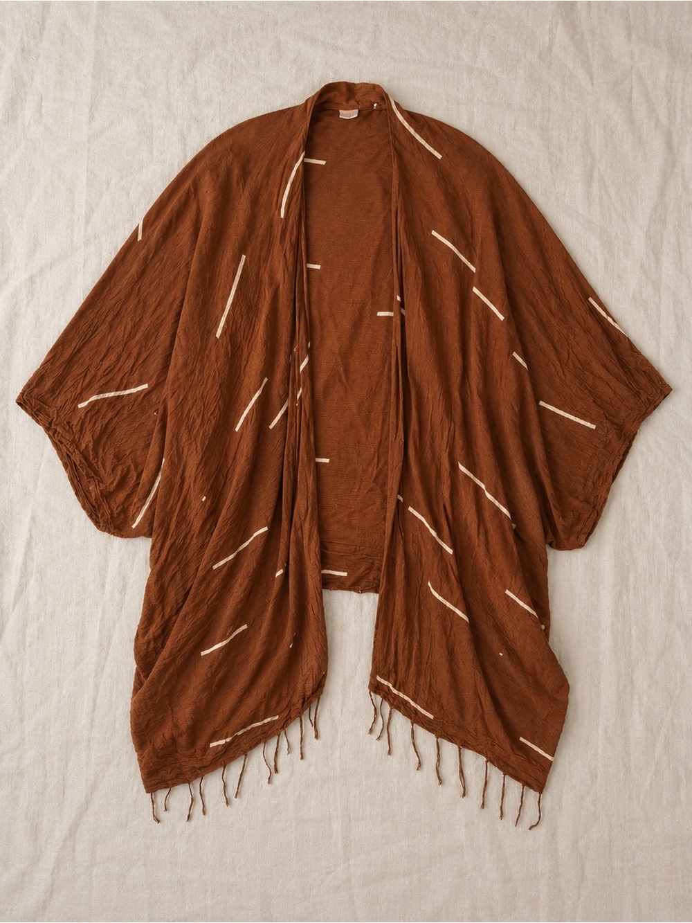 Rust Brown Fringe Kimono